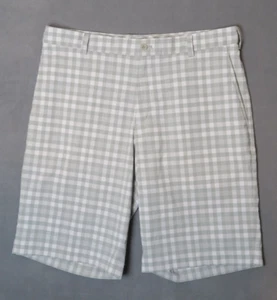 Nike Golf Chino Shorts Uomo Taglia 34 Dri Fit Grigio e Bianco Check Plaid Flat Front - Foto 1 di 8
