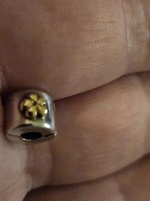 PANDORA STERLING SILVER CLIPS w/ 14k  BUTTERCUP FLOWERS! - Image 1 of 4