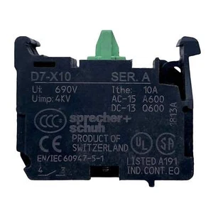 Sprecher + Schuh Auxiliary Contact Block 690VAC 10A 1NO D7-X10 - Picture 1 of 9