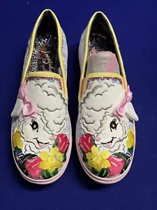 IRREGULAR CHOICE LAMB BAH BAH BEAUTIFUL SLIP ON SNEAKERS NEW 7 Or 9 - Picture 1 of 8