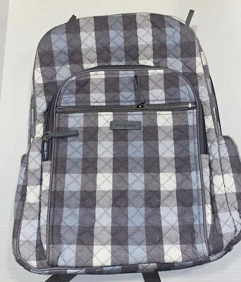 Bolso Mochila Vera Bradley Grande Icónico Campus, Neutro Cuadros Búfalo Brillante Foto 1 de 4