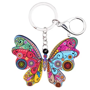 Acrylic Floral Butterfly Keychains Purse Key Rings Gifts Insects Charms Jewelry - Picture 1 of 11