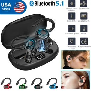 TWS Bluetooth 5.1 Headset Wireless Earphones Earbuds Headphones Stereo Ear Hook - Picture 1 of 20