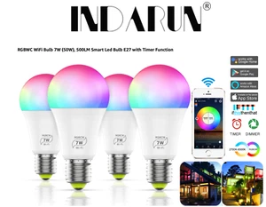 4x Smart LED Light Bulb E27 WiFi RGBWC Colour Changing App Remote control Alexa - Picture 1 of 9