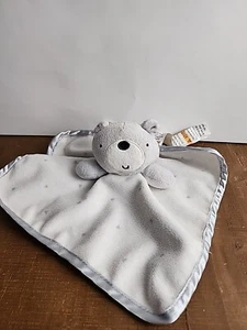 Bear Gray White Baby Security Blanket Wonder Nation Triangle Print Plush Lovey - Picture 1 of 14