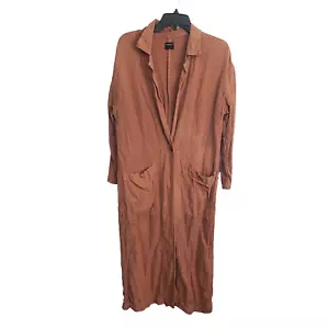 ESBY Jacket Womens Small Baronne Linen Duster Long Lagenlook Minimalist Pockets - Picture 1 of 13