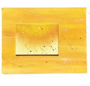 Abstract Pollock Style Action Yellow Color Field Painting Original Two Panel - Picture 1 of 3