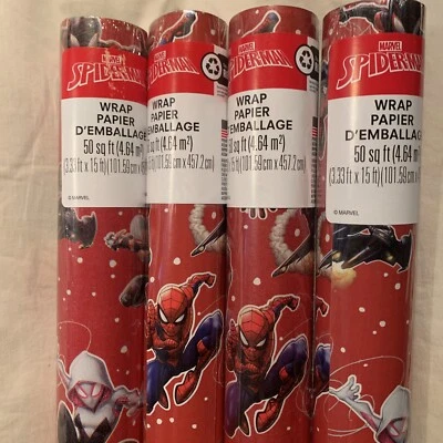 4 Rolls Spiderman Gift Wrapping Paper,50 Sq  Ft Each Shipped In Roll Form  - Image 1 of 2