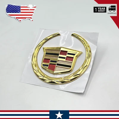 1x 3D Chrome Gold Rear Trunk Tailgate Badge Emblem CT6 ATX DTS Escalade SRX - Image 1 of 4