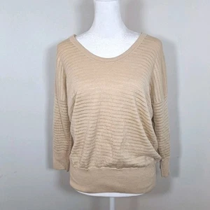 Top camicia donna Club Monaco misto lana marrone scintillante manica 3/4 taglia small - Foto 1 di 7