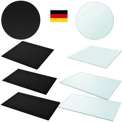 Glasplatte Glasscheibe Tischplatte Kaminplatte Ofenglas Bodenplatte Rund Eckig - Bild 1 von 4