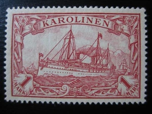 COLONIA ALEMANA CAROLINAS Mi. #16 ¡Sello de yate Kaiser como nuevo! - Imagen 1 de 2