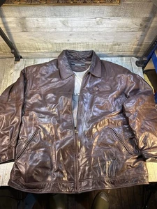 🧥 Chaqueta de Cuero Marrón Exclusiva Marc Buchanan Pelle Pelle Talla 52 Hip Hop - Imagen 1 de 9