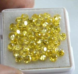 Piedra preciosa certificada GIE de corte redondo de zafiro amarillo natural de 14 piezas y 7 mm - Imagen 1 de 6