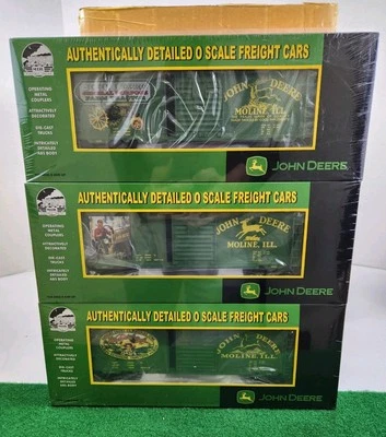 MTH 20-93099 JOHN DEERE O-SCALE 40’ BOX 3-CAR SET NIB FACTORY SEALED!! - Image 1 of 4