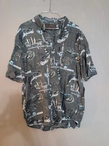 Camisa con estampado de pesca North River para hombre L retro lubina y bastones - Imagen 1 de 7