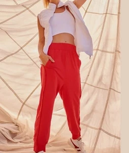 FP Movement Free People Where The Wind Blows Jogger Sweatpants Red Medium S - Picture 1 of 11