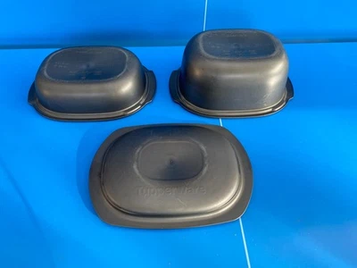 Lot 2 Cocotte Ovale Ultra Pro Tupperware 3,5 L + 2 L  avec  couvercle Noir Four - Photo 1/4
