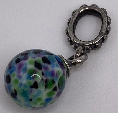 Authentic Pandora S925 ALE SS Multi Colored Blue Glass Eggshell Charm 791601 - Изображение 1 из 3