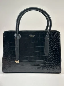 Cartera de mano Radley London Croc de cuero en relieve en negro - Nueva con etiquetas - Imagen 1 de 10