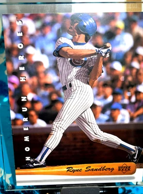 Tarjeta Ryne Sandberg 1993 de gran tamaño 8,5X11" con soporte halograma dorado Homerun HeroH Foto 1 de 4