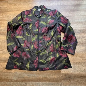 Chicos Jacke Damen Gr. 3 (XL) Seide schwarz Blumen Perlen Mandarinkragen - Bild 1 von 16