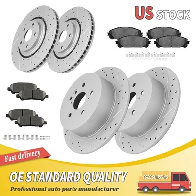 Pastilla de cerámica perforada de rotor de freno delantero trasero Toyota Highlander 2008-2013 2014 Foto 1 de 4