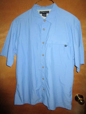 EXOFFICIO BLUE MEN'S SIZE LARGE SHORT SLEEVE BUTTON DOWN SHIRT WITH ONE POCKET - Image 1 of 4