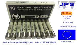 SIBA Sicherung 70 125 40 1,6A Sicherung Schnellwirkend FF1,6A Typ 195100 JPSF102 x1/2/5/10 - Bild 1 von 10