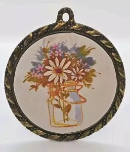 Vintage The Creative Circle 3,5" Rotondo Mini Ricamo Floreale Ornamento Cornice... - Foto 1 di 8