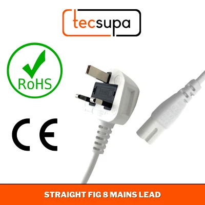 UK Mains Power Lead Cable LG LED TV Fig 8 2 Pin - 0.5m 1m 2m 3m 3.5m 4m 4.5m 5m - Image 1 of 4