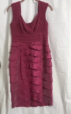 Adrianna Papell Shimmery Pink Tiered Knee Length Sheath Dress, Size 4 Flaw - image 1 of 4