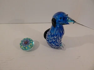 Set 2 fermacarte vintage in vetro di Murano Millefiori e scultura cane in vetro soffiato - Foto 1 di 5