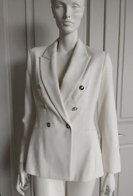 Zara off white textured double breasted Jacket blazer sz M NWT - Image 1 of 4