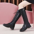 Knee High Boots Women High PU Leather Boots Woman Low Heels Long 
