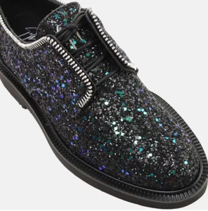 NEW GIUSEPPE ZANOTTI Glitter Nappa Shoe Black Calf Leather/Glitter EU 36 US 6 - Picture 1 of 7