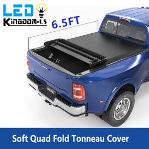 6.5 ft Soft 4 Fold Tonneau Cover For 2009-2014 Ford F150 Truck Bed w/Led Lamp - Picture 1 of 8