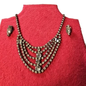 Conjunto de collar de diamantes de imitación de punta/bisel de 15" con pendientes a juego bisutería - Imagen 1 de 9