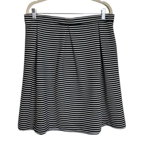 Cynthia Rowley Womens Knit Skirt Large Black White Horizontal Striped Pleated - Picture 1 of 6