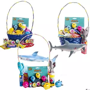 Kids Shark Theme Boy or Girl Toy Filled Easter Basket Gift Set, Blue Yellow - Picture 1 of 11