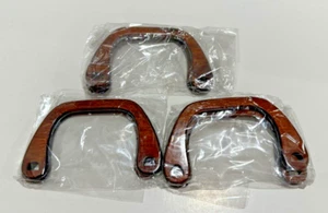 NEW 3 Pairs of Dark Wooden Handles for Handmade Purses - Picture 1 of 9