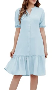 NWT Grace Karin Roll Sleeve Button Down Shirt Dress, Size Medium, Womens - Picture 1 of 12