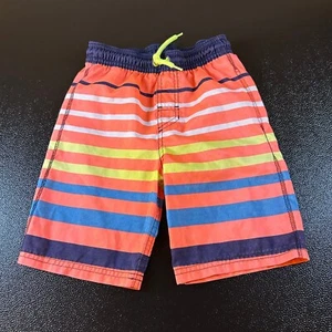 Cat & Jack Striped Swim Trunks Shorts Elastic Waist Colorful Boys Small (6/7) - Picture 1 of 11