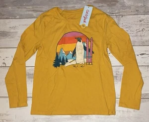 Cat & Jack Long Sleeve Shirt size M medium 8 - Penguin/Skiing/Yellow - NEW - Picture 1 of 6