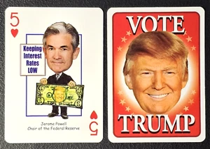 Jerome Powell Federal Reserve 5 of Hearts Vote Trump for President Playing Card - Picture 1 of 1