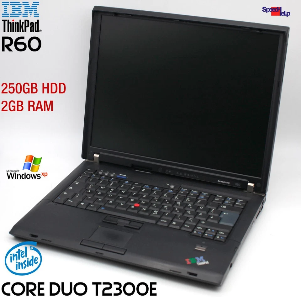 Notebook IBM LENOVO THINKPAD R60 Dual Core Laptop 250GB HDD 2GB RAM Windows XP - Image 1 of 4