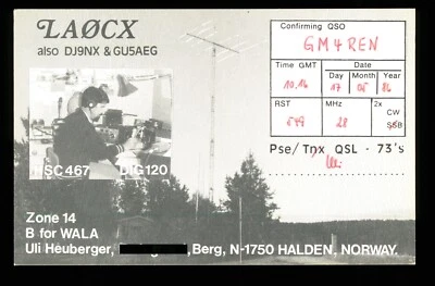 1 x QSL Card Radio Norway LA0CX 1986 Halden ≠ A224 - Image 1 of 2