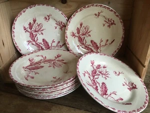 10 assiettes plates Gien modèle cactus rouge - Imagen 1 de 19
