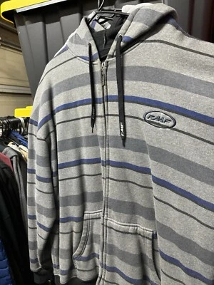 Y2K FMF гонки толстовка с капюшоном толстовка в полоску размер вышитый фигурист - Изображение 1 из 4