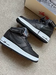 Nike Air Force 1 ‘07 SP Stüssy Mid Trainers Black DEADSTOCK Patta Supreme BApe - Picture 1 of 15